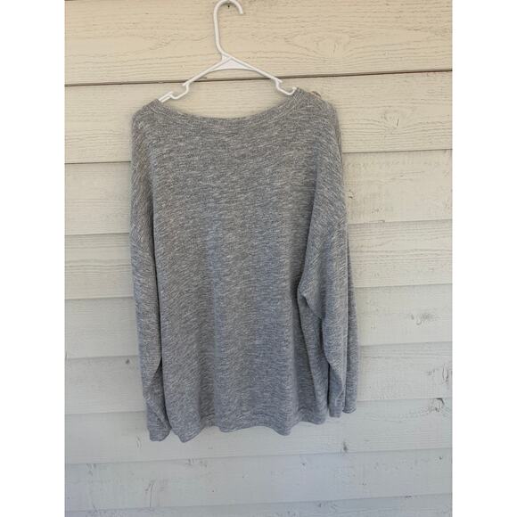 *WISHLIST* Oversized Cozy Gray Marled Knit V-Neck Sweater Women's Size M/L - Picture 5 of 7